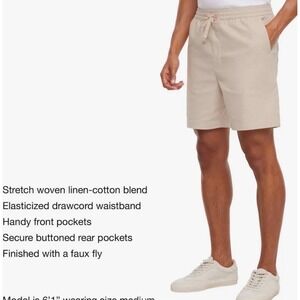GAP linen blend Men's Drawstring Shorts Size S Beige Tan Heathered Elastic Waist